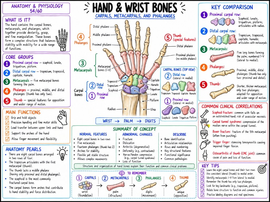 08/10 Hand & Wrist Bones: Carpals, Metacarpals, and Phalanges