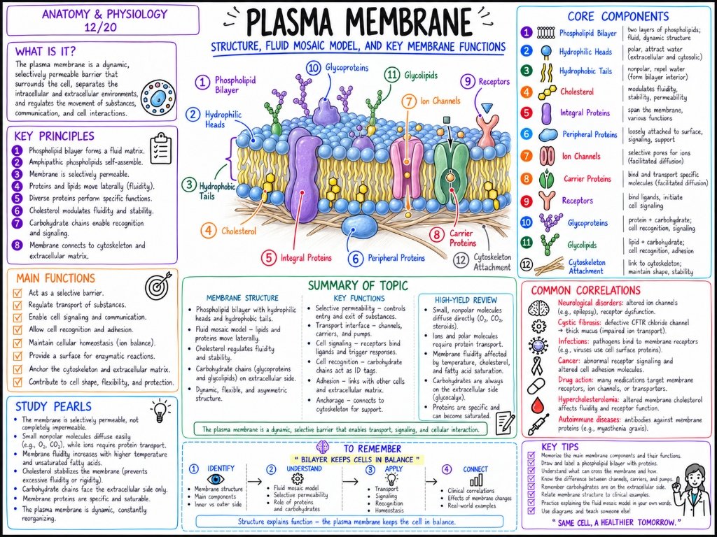 04/10 Plasma Membrane: Fluid Mosaic Model & Key Membrane Functions